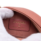 Shoulder Bag Filigree Round Chain Clutch Mini Pink Caviar Quilted Leather