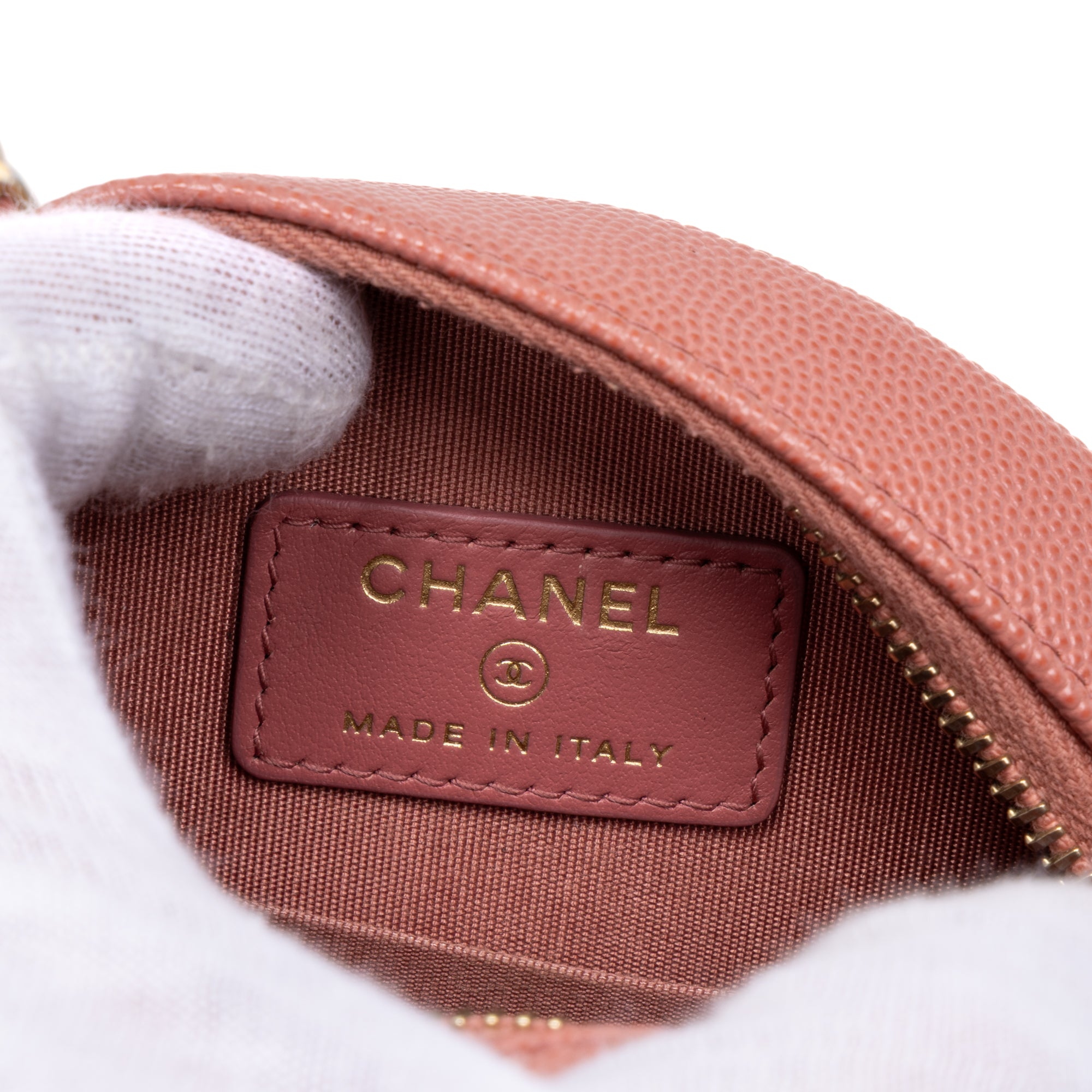 Shoulder Bag Filigree Round Chain Clutch Mini Pink Caviar Quilted Leather