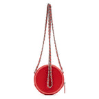 Shoulder Bag Color Pop Round Chain Clutch Pink Lambskin Quilted Leather