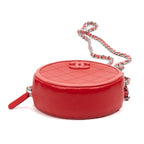 Shoulder Bag Color Pop Round Chain Clutch Pink Lambskin Quilted Leather
