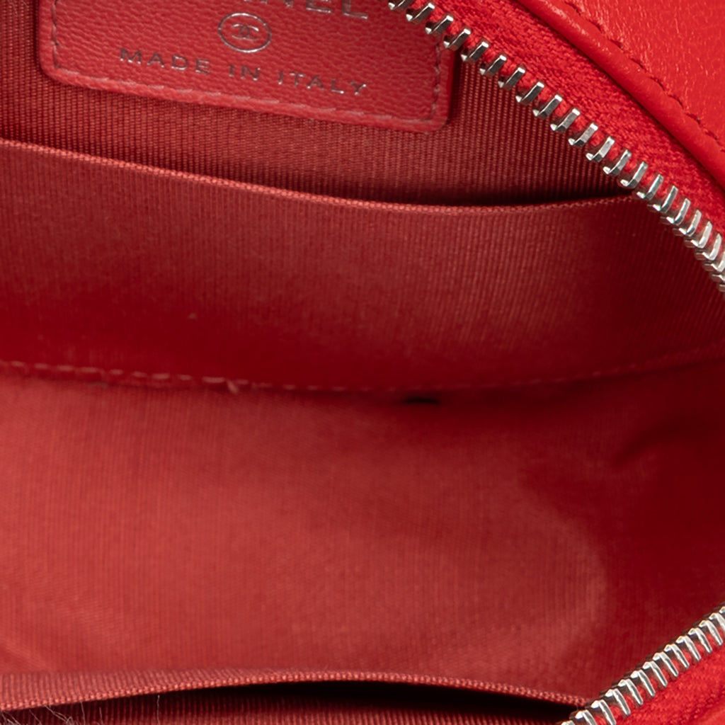 Shoulder Bag Color Pop Round Chain Clutch Pink Lambskin Quilted Leather