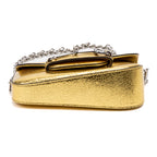 Shoulder Bag Horsebit 1955 Asymmetric Mini Gold Crackled Calfskin Leather