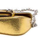 Shoulder Bag Horsebit 1955 Asymmetric Mini Gold Crackled Calfskin Leather
