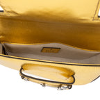 Shoulder Bag Horsebit 1955 Asymmetric Mini Gold Crackled Calfskin Leather