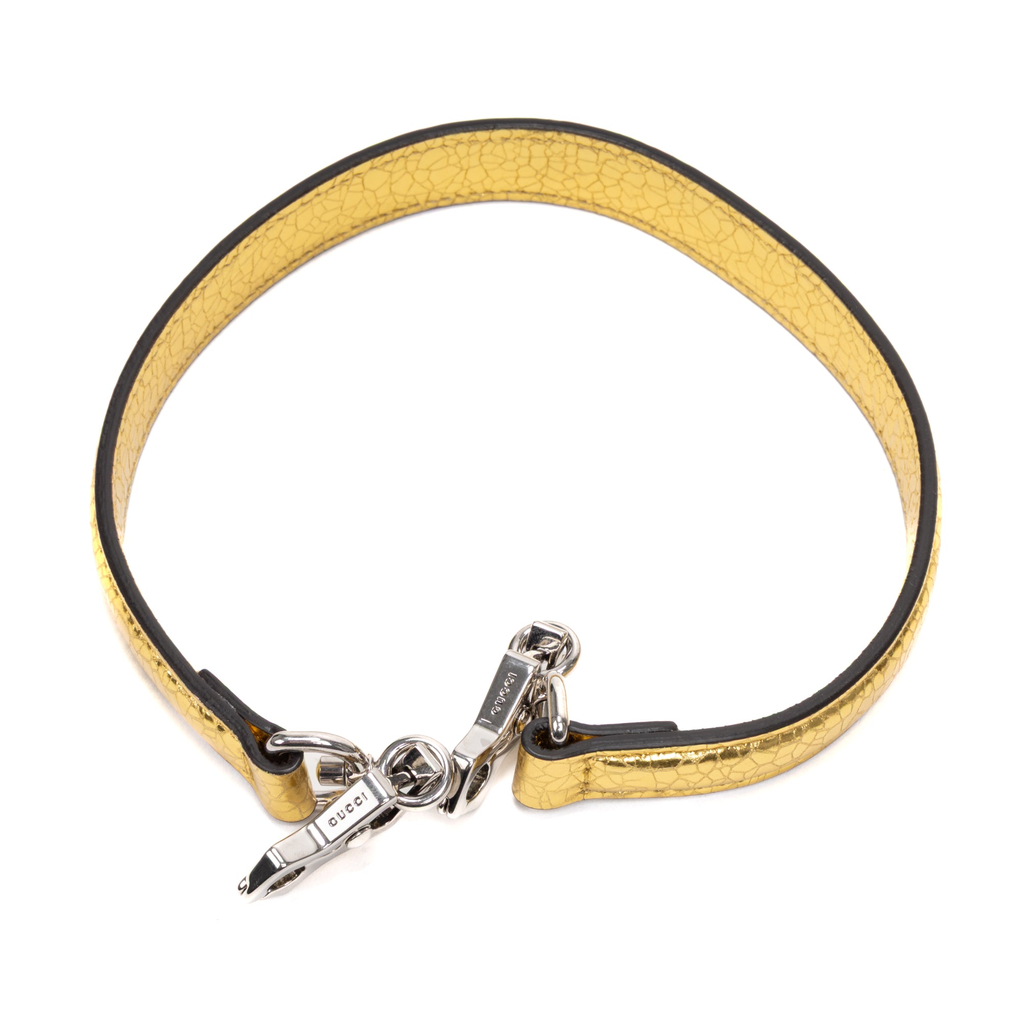 Shoulder Bag Horsebit 1955 Asymmetric Mini Gold Crackled Calfskin Leather