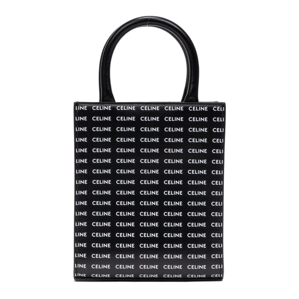 Shoulder Bag Vertical Cabas Tote Mini Black Printed Canvas
