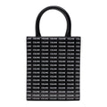 Shoulder Bag Vertical Cabas Tote Mini Black Printed Canvas