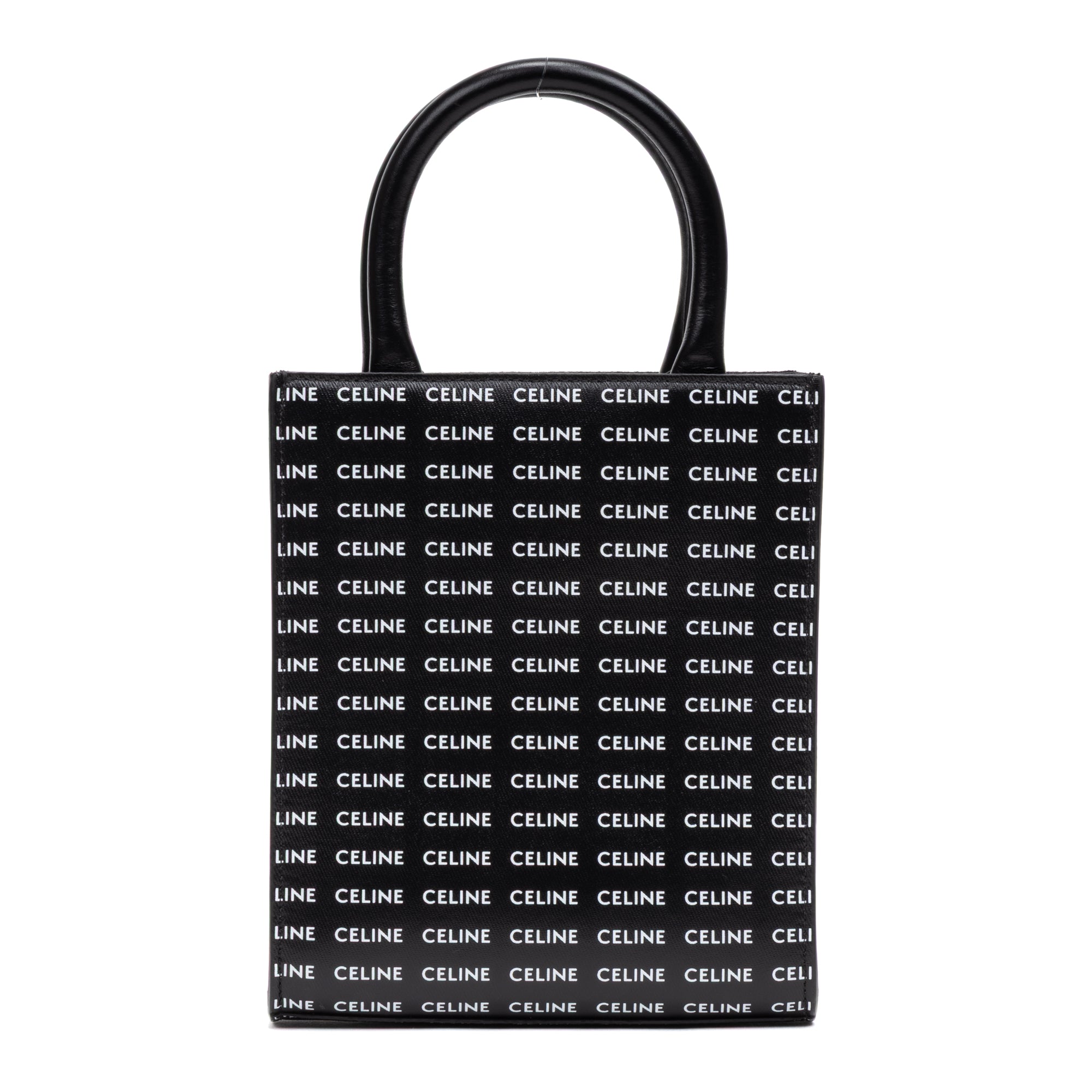 Shoulder Bag Vertical Cabas Tote Mini Black Printed Canvas
