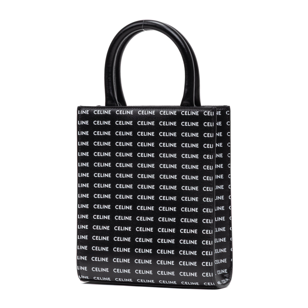 Shoulder Bag Vertical Cabas Tote Mini Black Printed Canvas