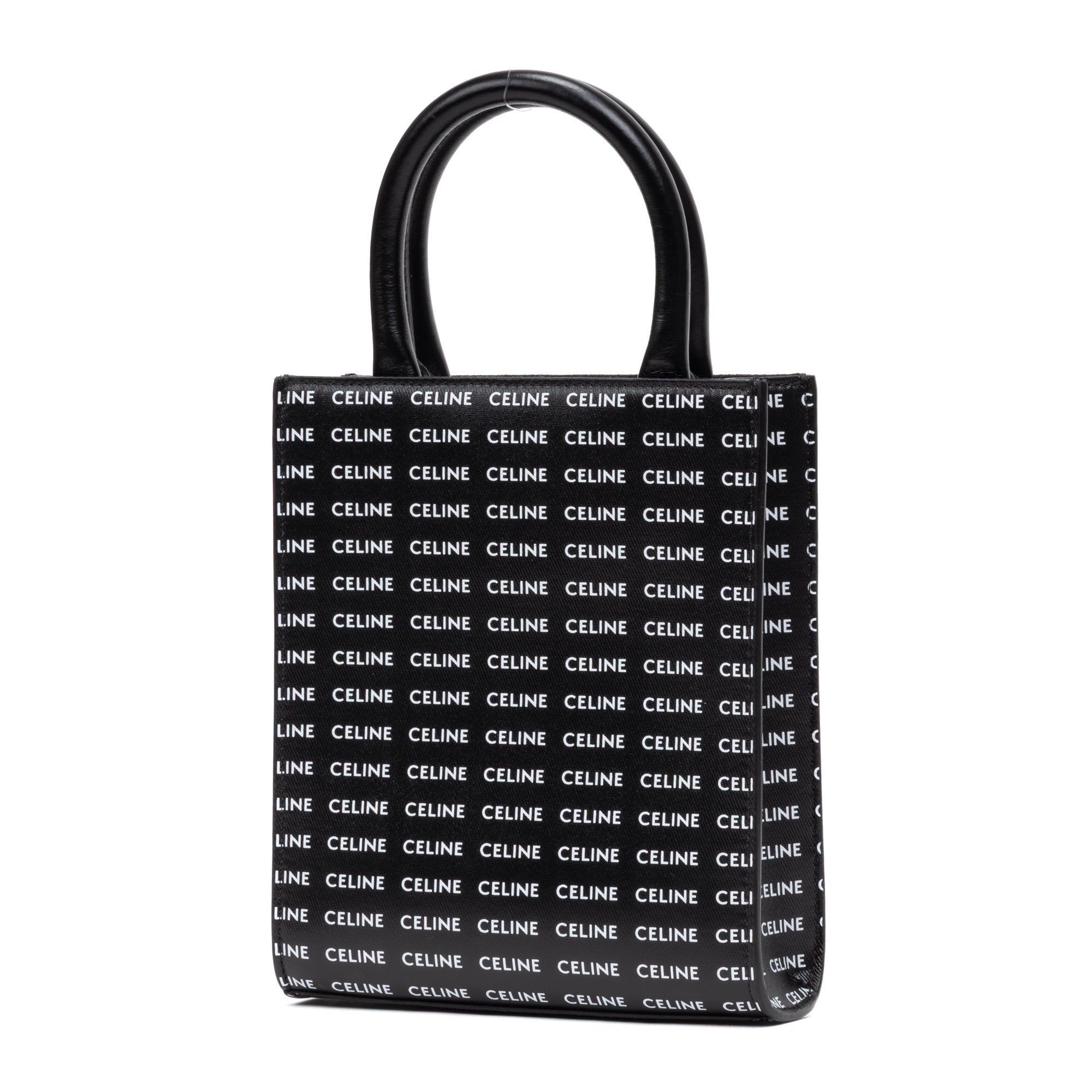 Shoulder Bag Vertical Cabas Tote Mini Black Printed Canvas