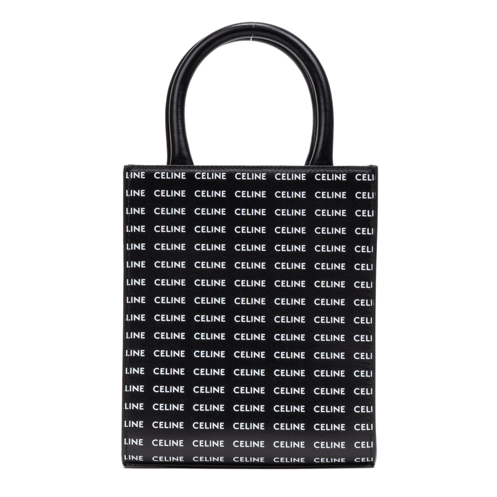 Shoulder Bag Vertical Cabas Tote Mini Black Printed Canvas