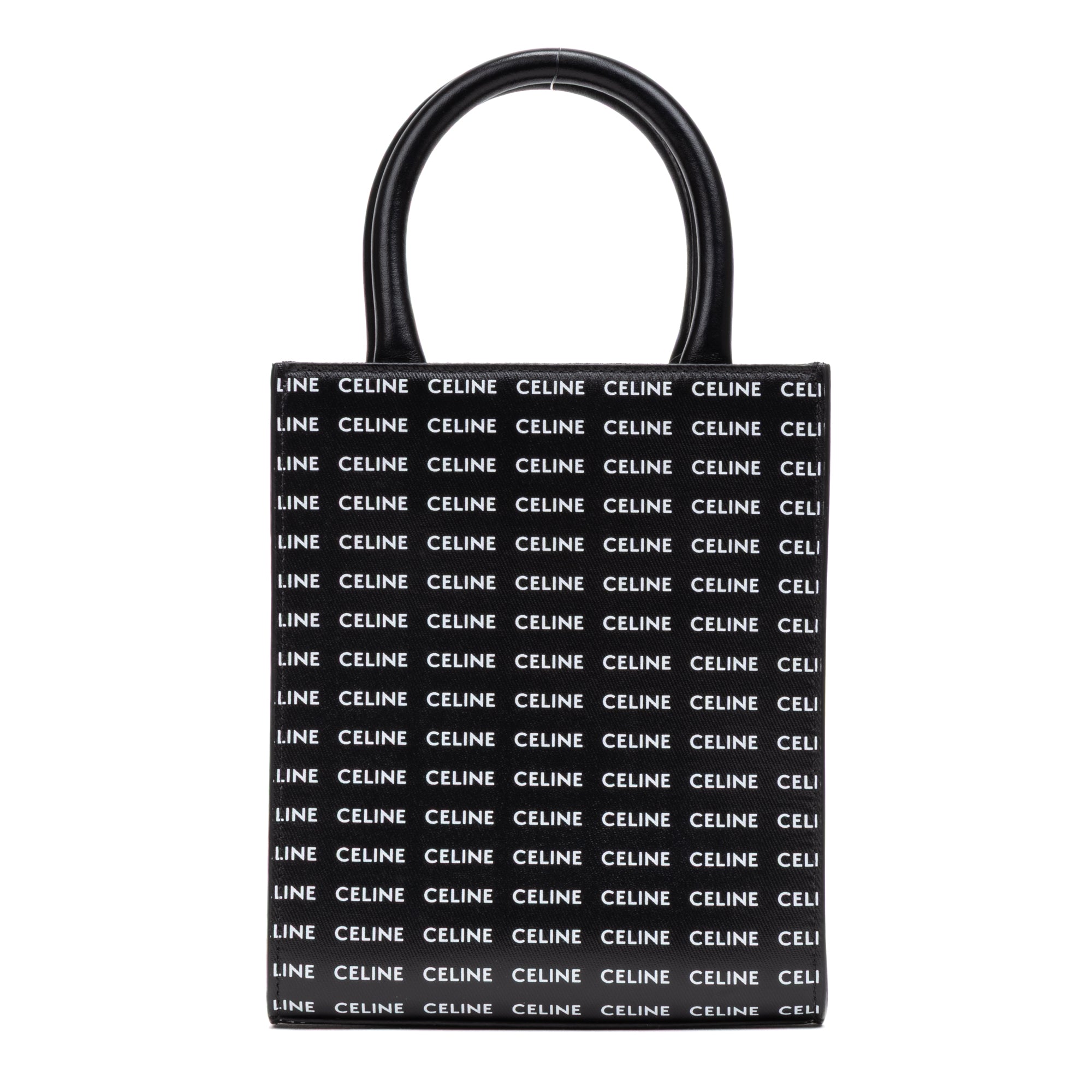 Shoulder Bag Vertical Cabas Tote Mini Black Printed Canvas