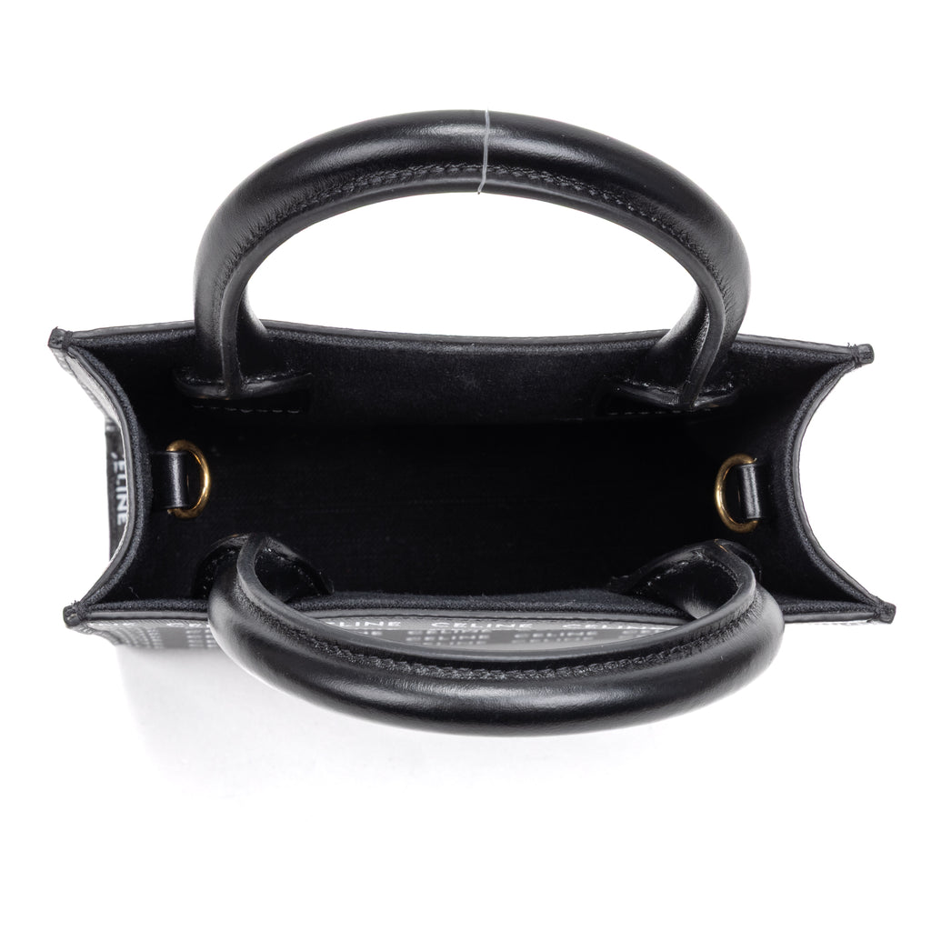 Shoulder Bag Vertical Cabas Tote Mini Black Printed Canvas