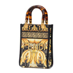 Shoulder Bag Versace Fendace Convertible Sunshine Tote Mini Black Printed Laminated Leather