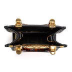 Shoulder Bag Versace Fendace Convertible Sunshine Tote Mini Black Printed Laminated Leather