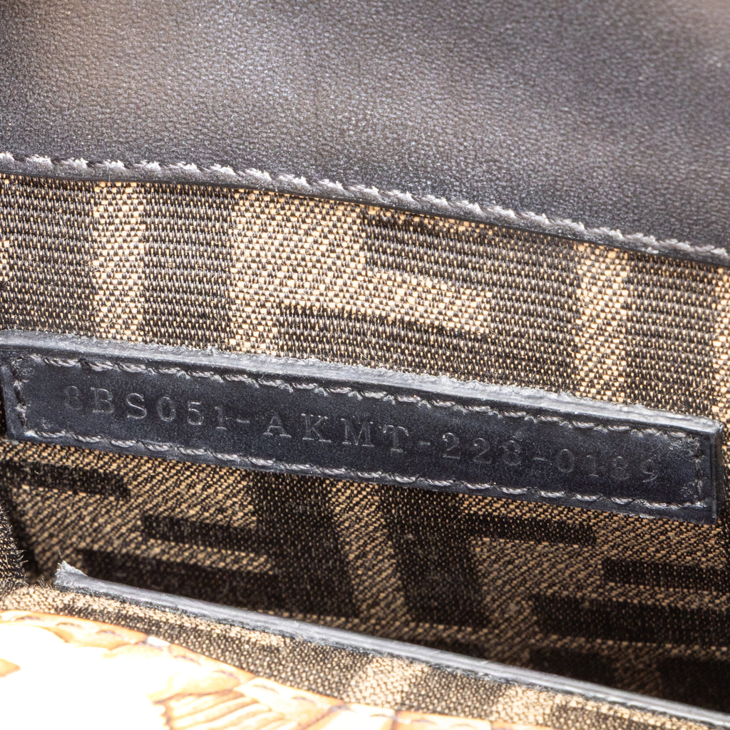 Shoulder Bag Versace Fendace Convertible Sunshine Tote Mini Black Printed Laminated Leather