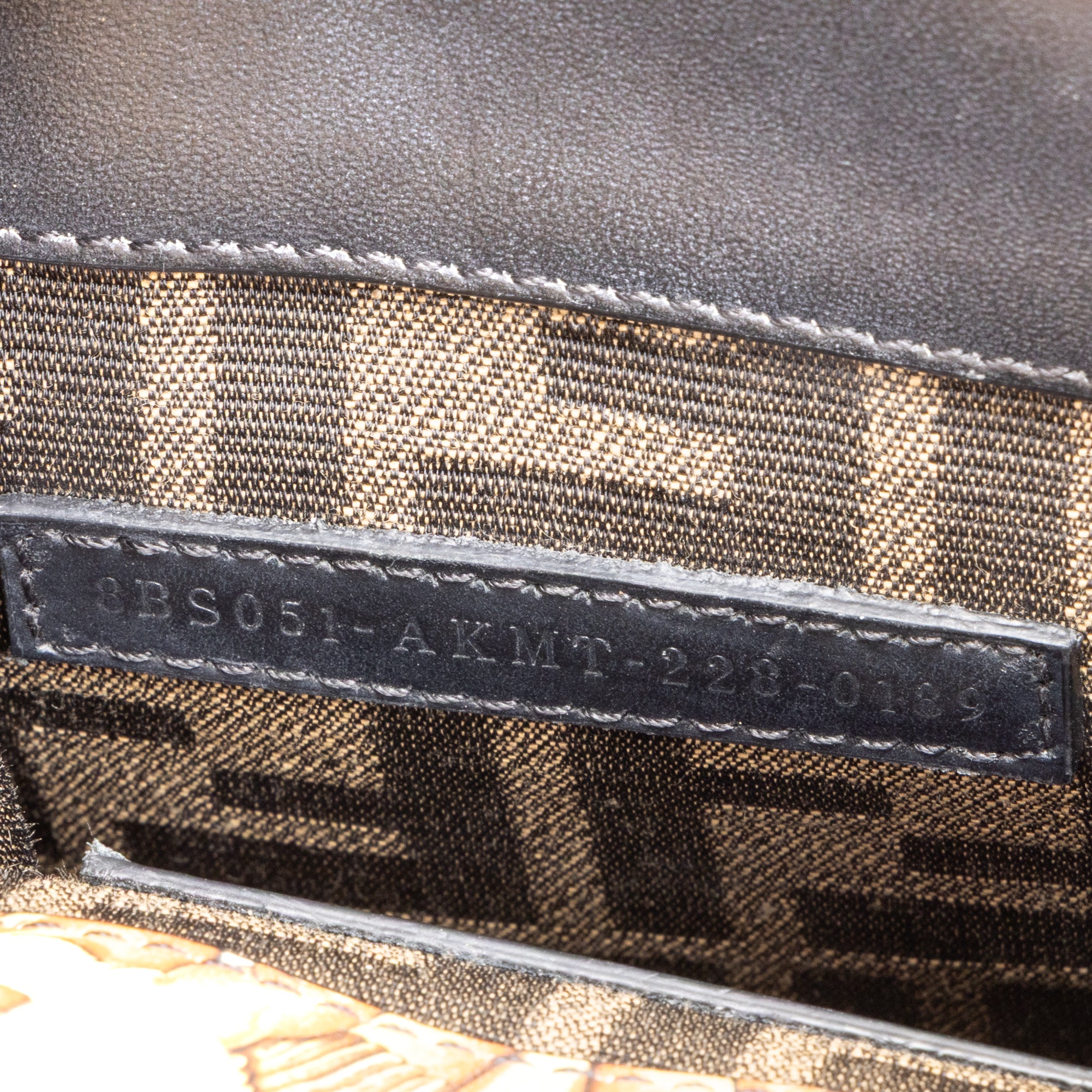 Shoulder Bag Versace Fendace Convertible Sunshine Tote Mini Black Printed Laminated Leather