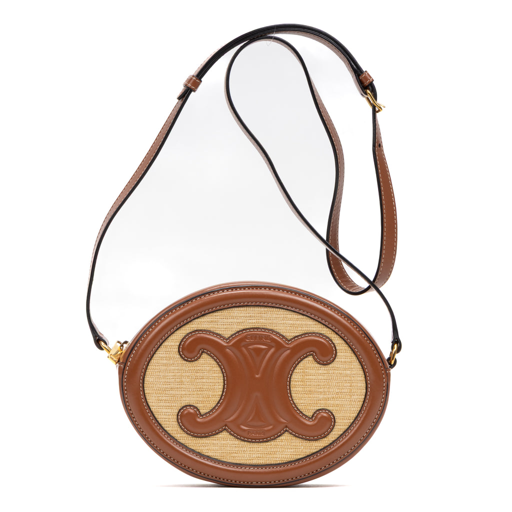 Shoulder Bag Triomphe Oval Crossbody Small Brown Woven canvas