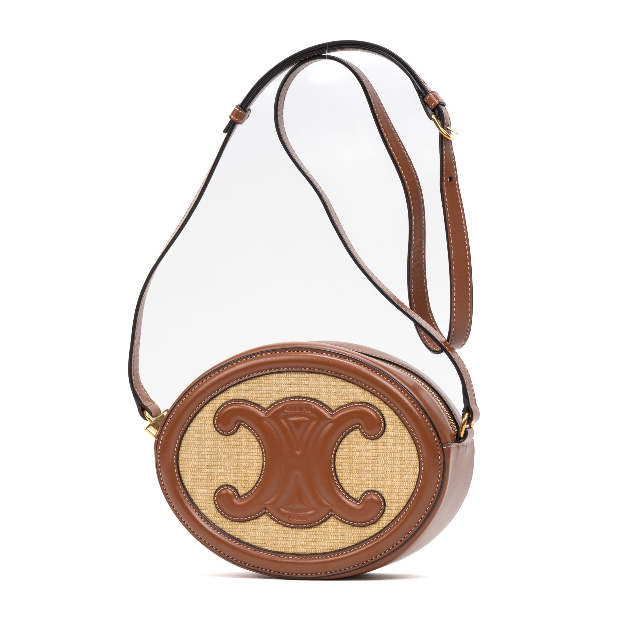 Shoulder Bag Triomphe Oval Crossbody Small Brown Woven canvas