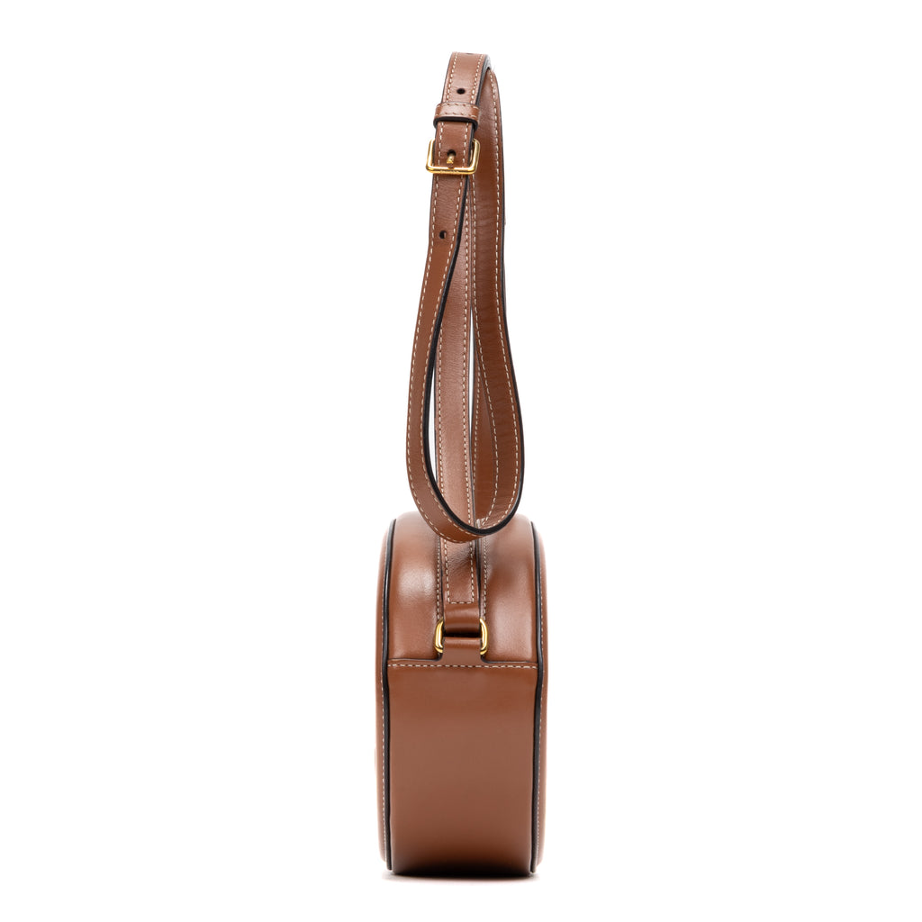 Shoulder Bag Triomphe Oval Crossbody Small Brown Woven canvas