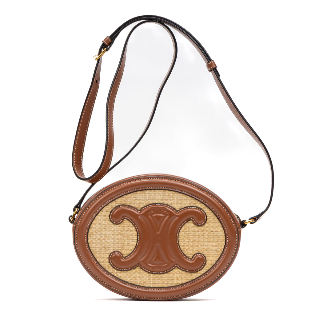 Shoulder Bag Triomphe Oval Crossbody Small Brown Woven canvas