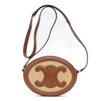 Shoulder Bag Triomphe Oval Crossbody Small Brown Woven canvas