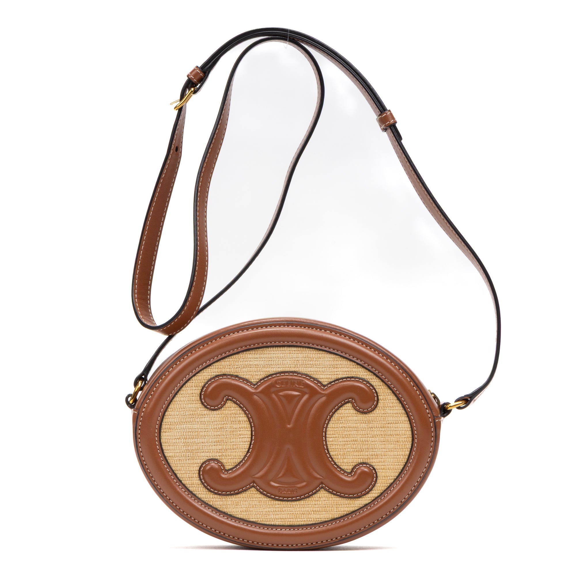 Shoulder Bag Triomphe Oval Crossbody Small Brown Woven canvas