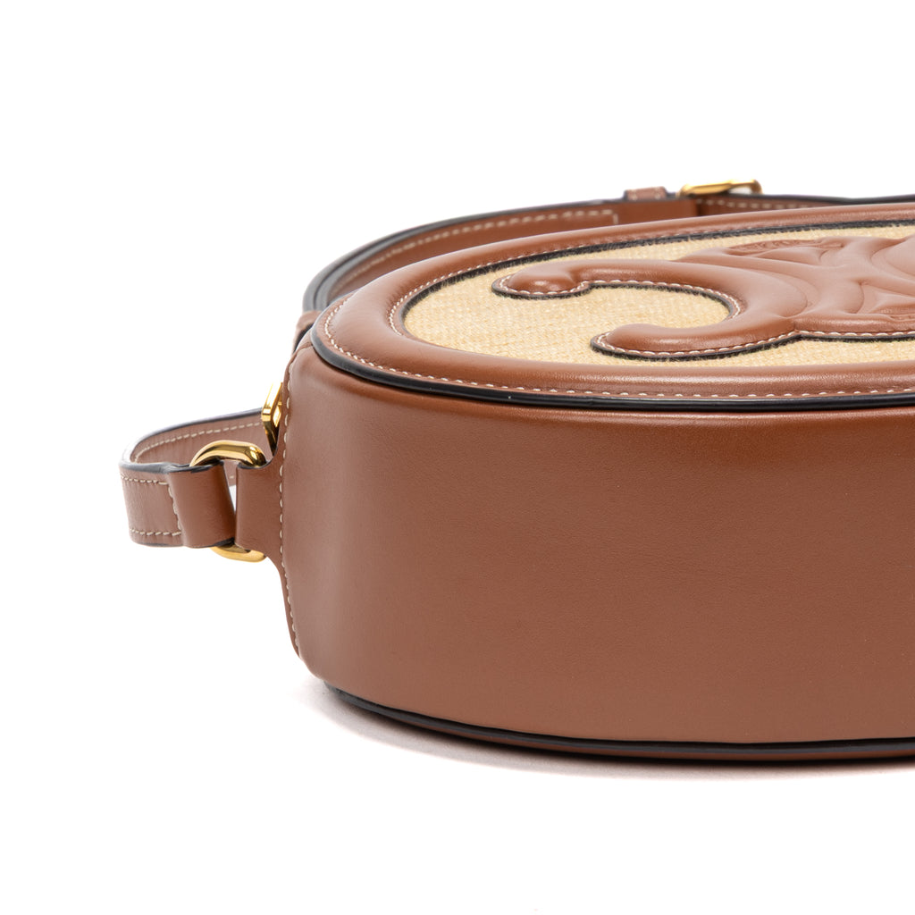 Shoulder Bag Triomphe Oval Crossbody Small Brown Woven canvas