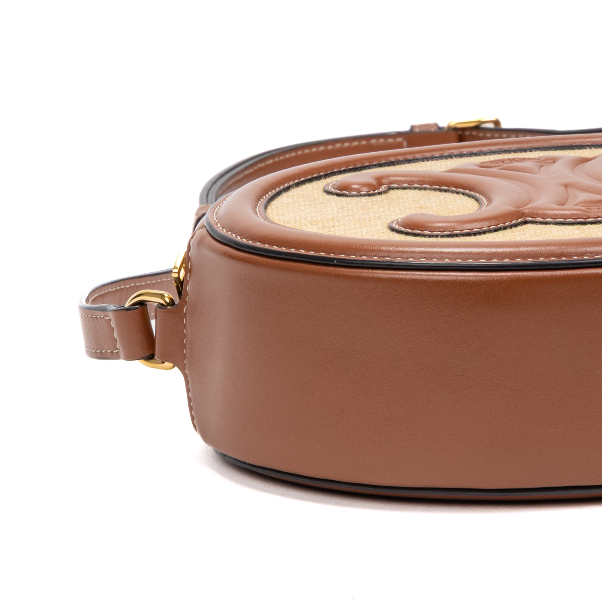 Shoulder Bag Triomphe Oval Crossbody Small Brown Woven canvas