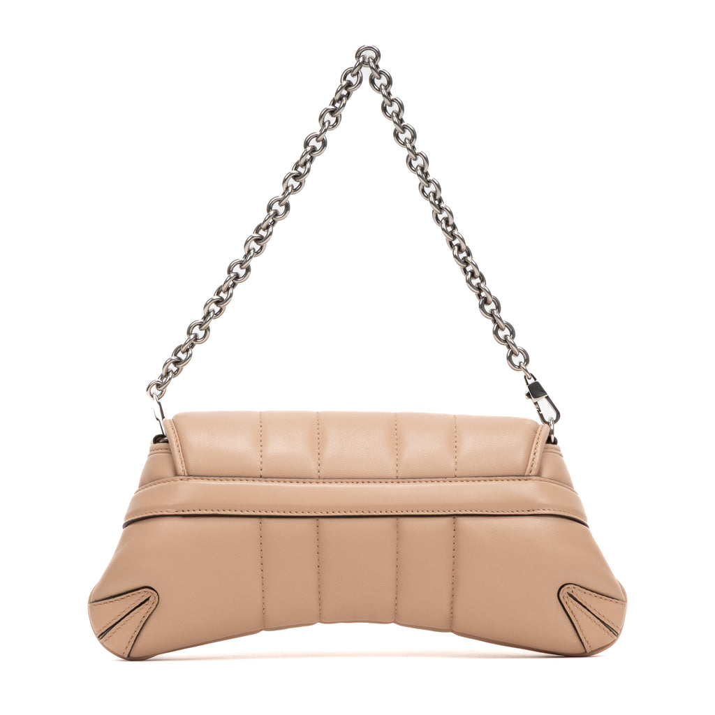 Shoulder Bag Horsebit Chain Beige Vertical Quilted Calf Leather