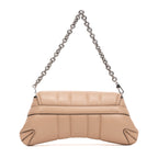 Shoulder Bag Horsebit Chain Beige Vertical Quilted Calf Leather