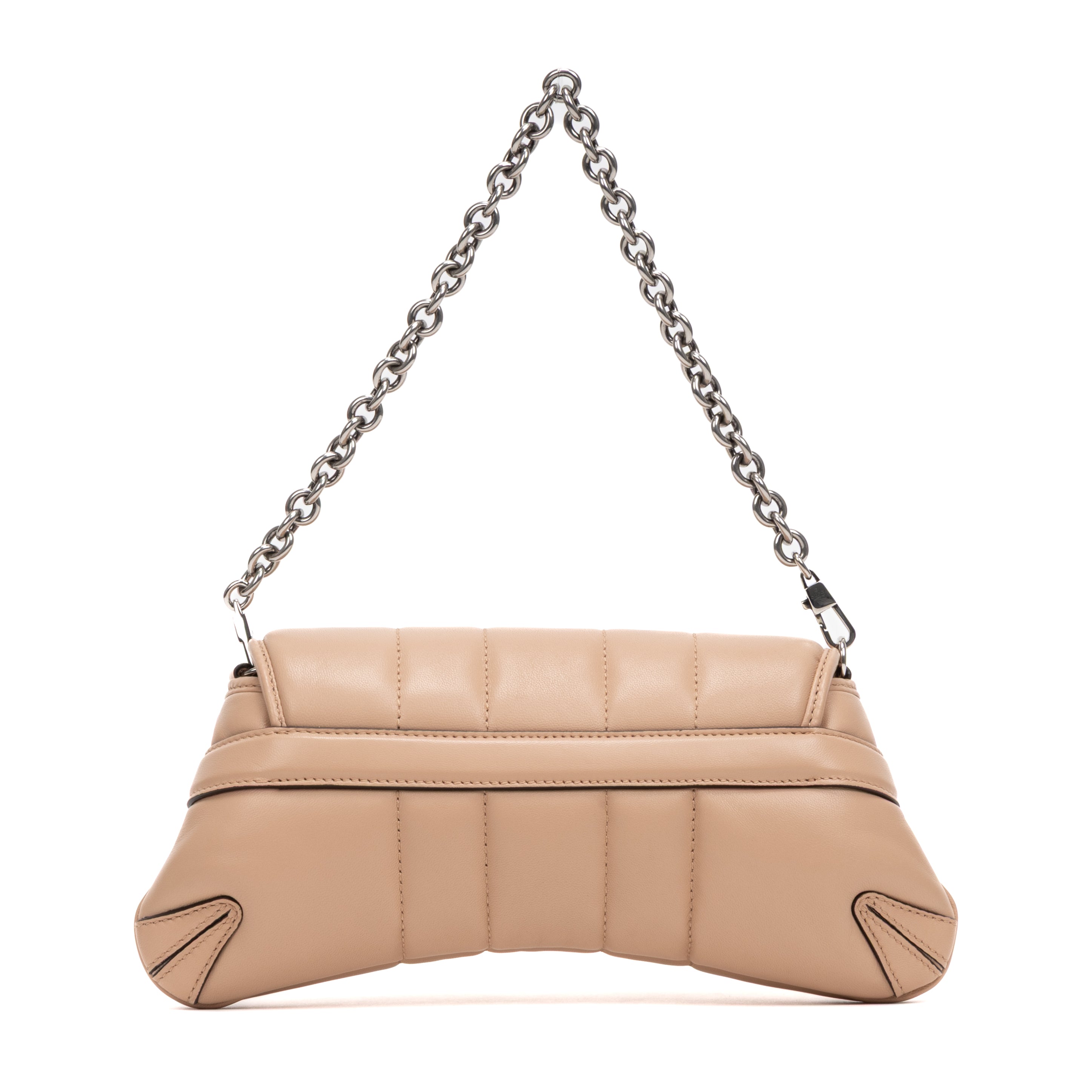 Shoulder Bag Horsebit Chain Beige Vertical Quilted Calf Leather