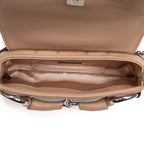 Shoulder Bag Horsebit Chain Beige Vertical Quilted Calf Leather