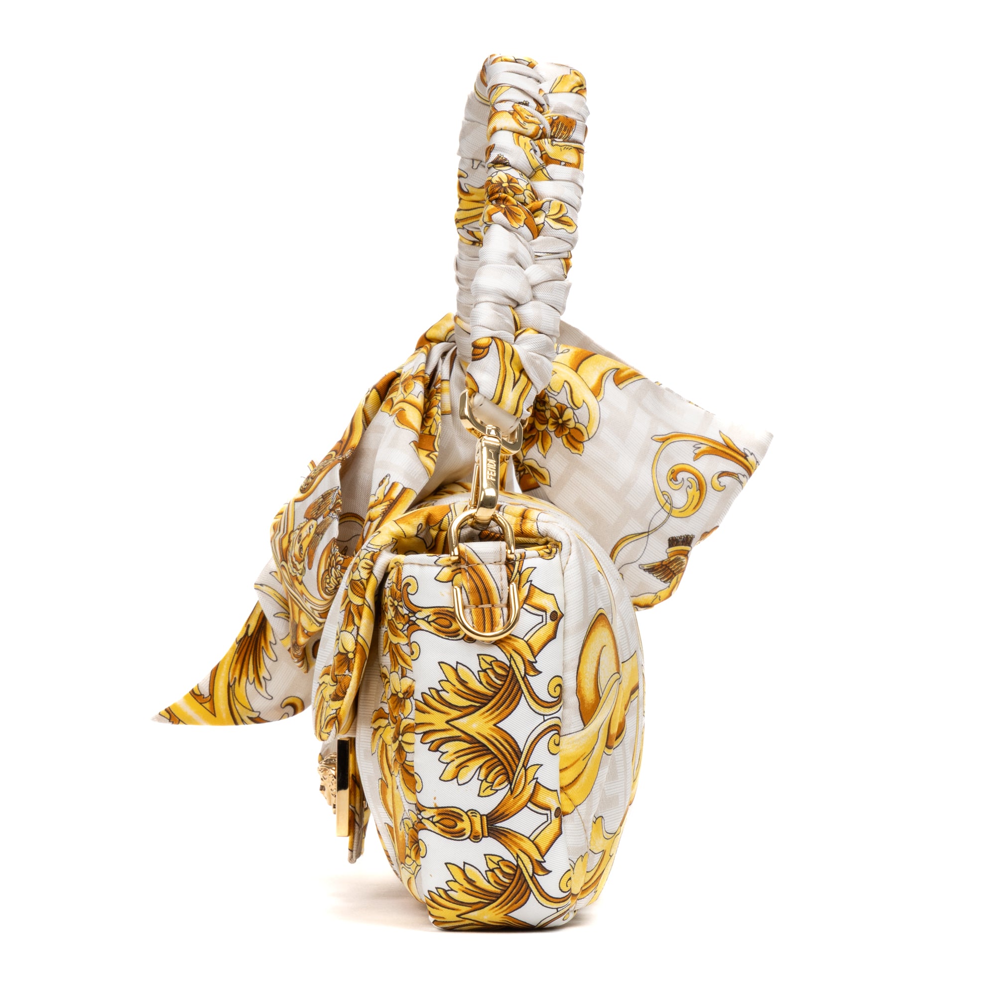 Shoulder Bag Ltd. Versace Fendace FF Baguette Medium White Quilted Scarf Silk