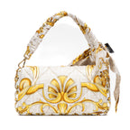 Shoulder Bag Ltd. Versace Fendace FF Baguette Medium White Quilted Scarf Silk