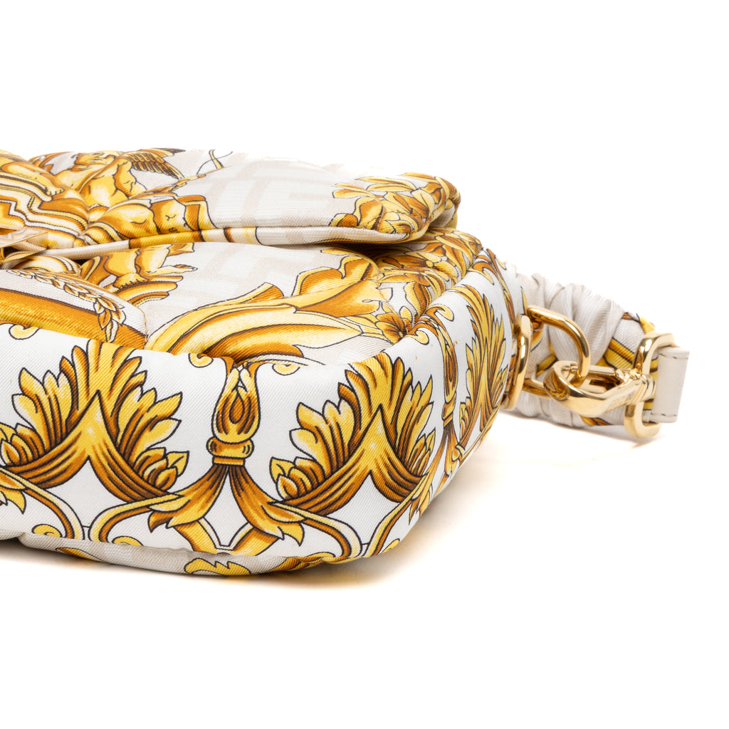 Shoulder Bag Ltd. Versace Fendace FF Baguette Medium White Quilted Scarf Silk
