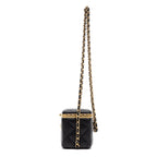Shoulder Bag Lock Frame Vanity Case Black Quilted Lambskin