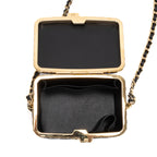 Shoulder Bag Lock Frame Vanity Case Black Quilted Lambskin