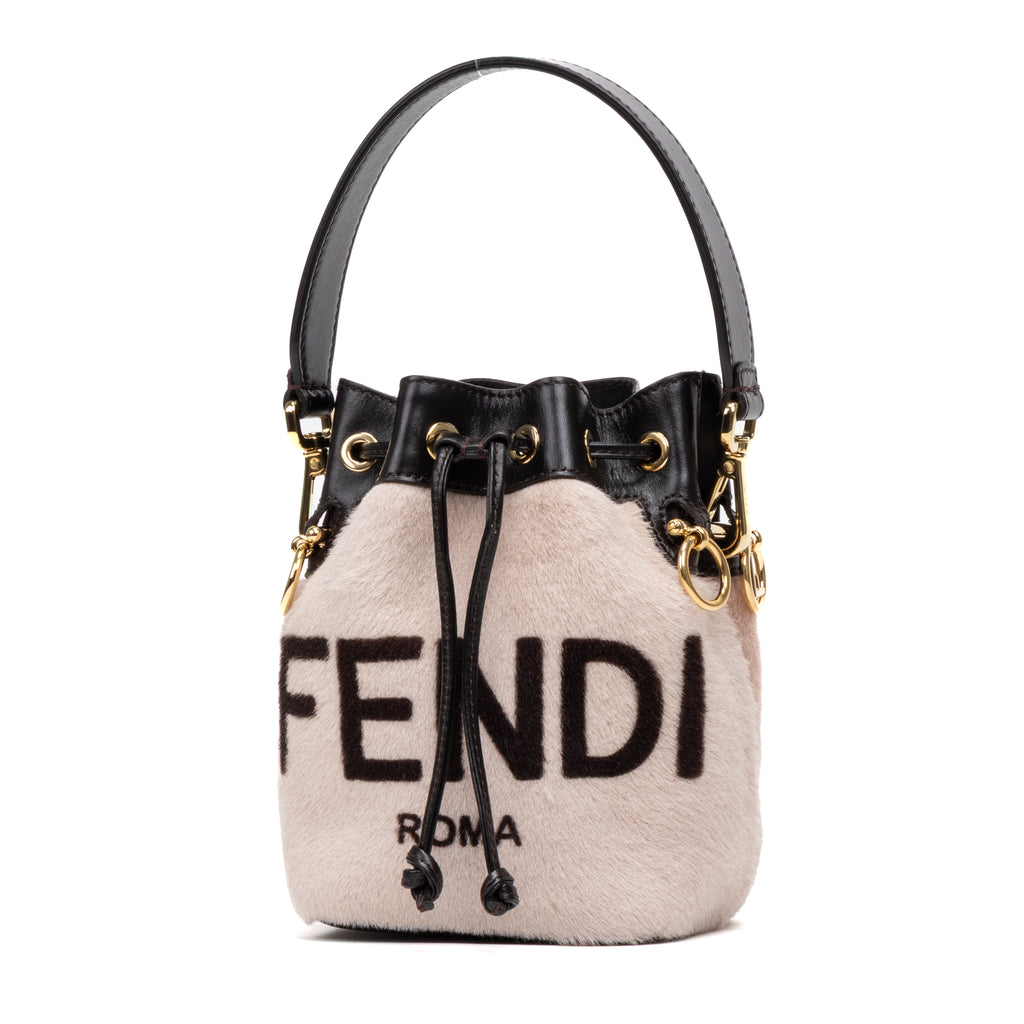 Shoulder Bag Mon Tresor Bucket Bag Mini Pink Printed Fur with Leather