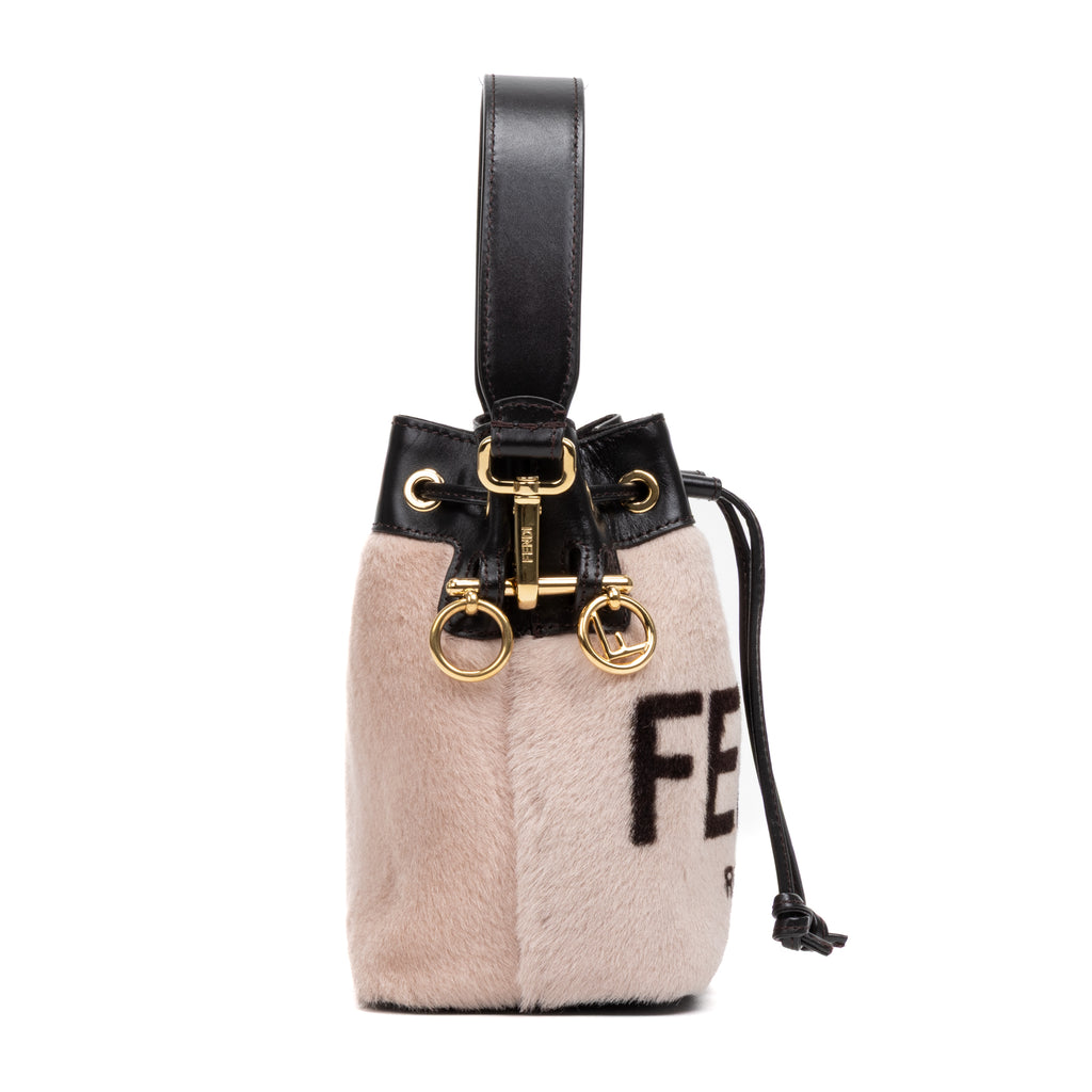 Shoulder Bag Mon Tresor Bucket Bag Mini Pink Printed Fur with Leather
