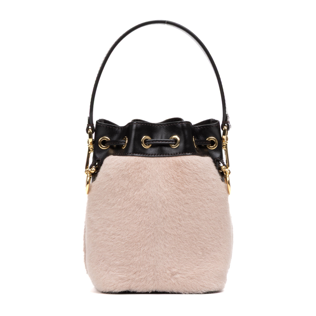 Shoulder Bag Mon Tresor Bucket Bag Mini Pink Printed Fur with Leather