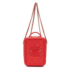 Shoulder Bag Filigree Vertical Vanity Case Mini Red Quilted Caviar Leather
