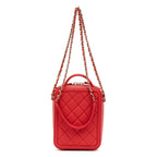 Shoulder Bag Filigree Vertical Vanity Case Mini Red Quilted Caviar Leather