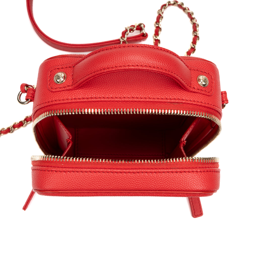 Shoulder Bag Filigree Vertical Vanity Case Mini Red Quilted Caviar Leather