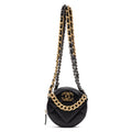 Shoulder Bag 19 Round Chain Clutch Small Black Large Quilted Lambskin
