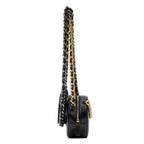 Shoulder Bag 19 Round Chain Clutch Small Black Large Quilted Lambskin
