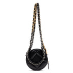 Shoulder Bag 19 Round Chain Clutch Small Black Large Quilted Lambskin