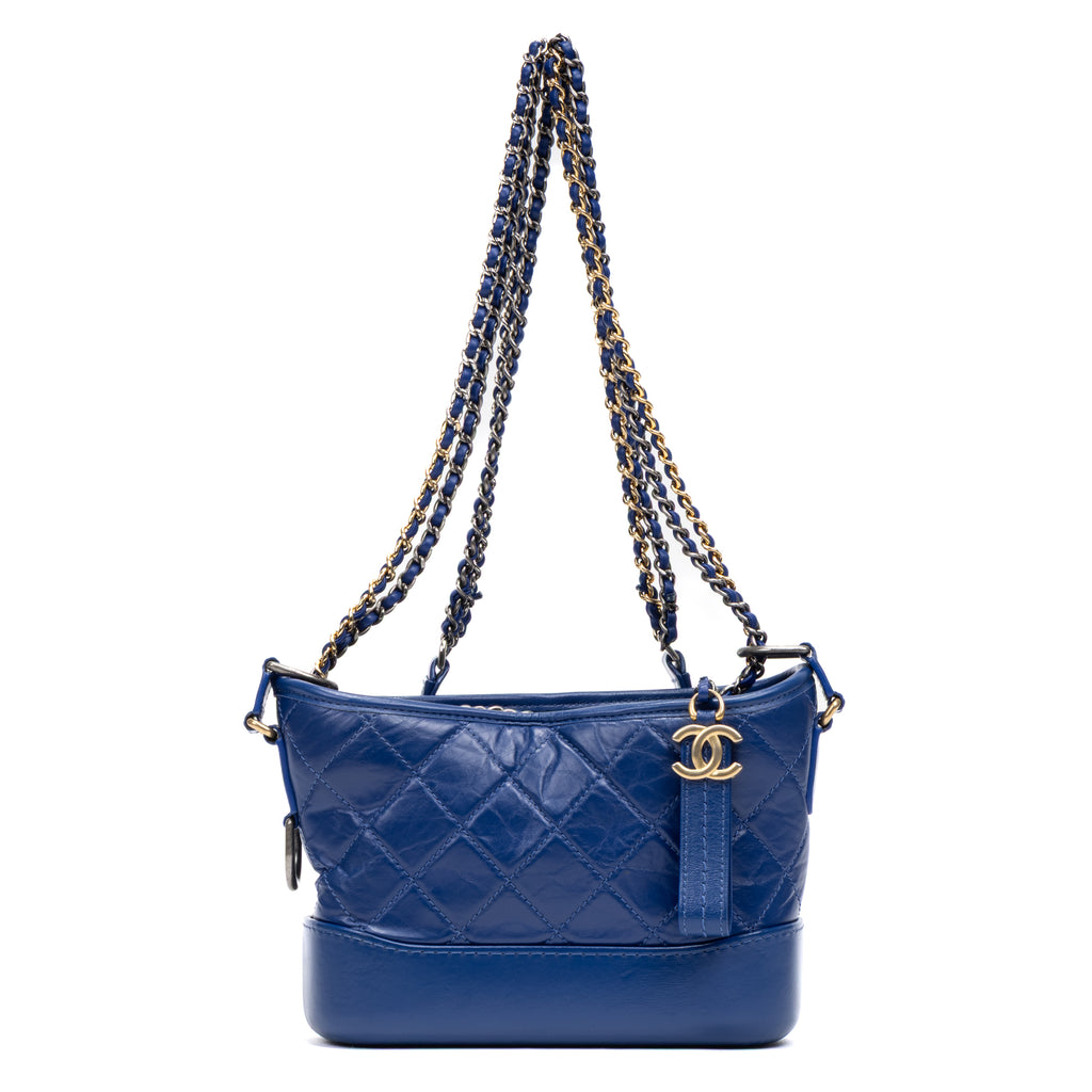 Shoulder Bag Gabrielle Hobo Bag Small Blue Quilted Age Lambskin