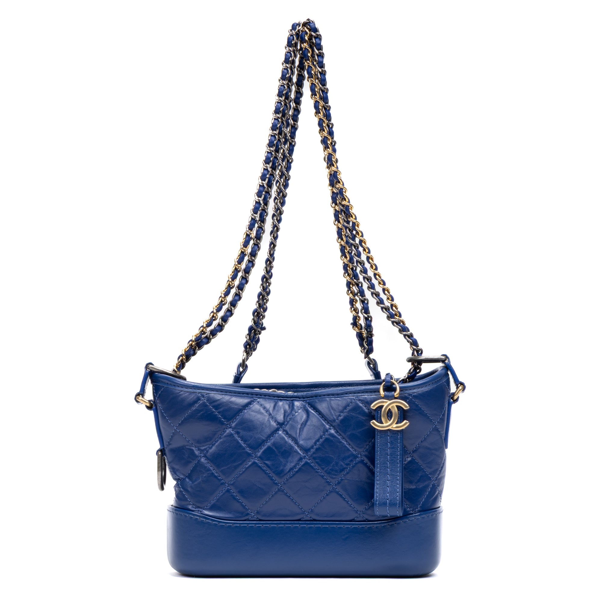 Shoulder Bag Gabrielle Hobo Bag Small Blue Quilted Age Lambskin