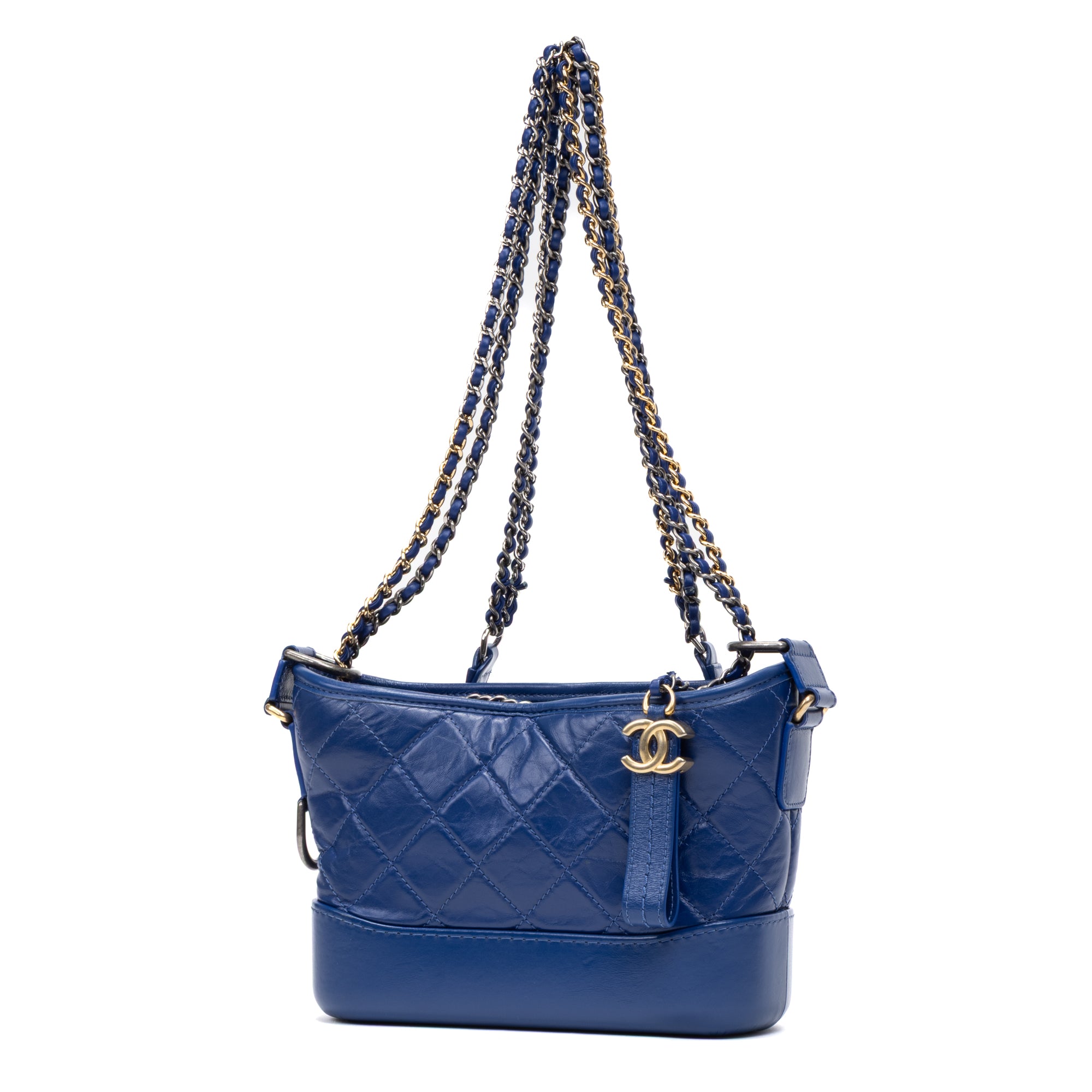 Shoulder Bag Gabrielle Hobo Bag Small Blue Quilted Age Lambskin